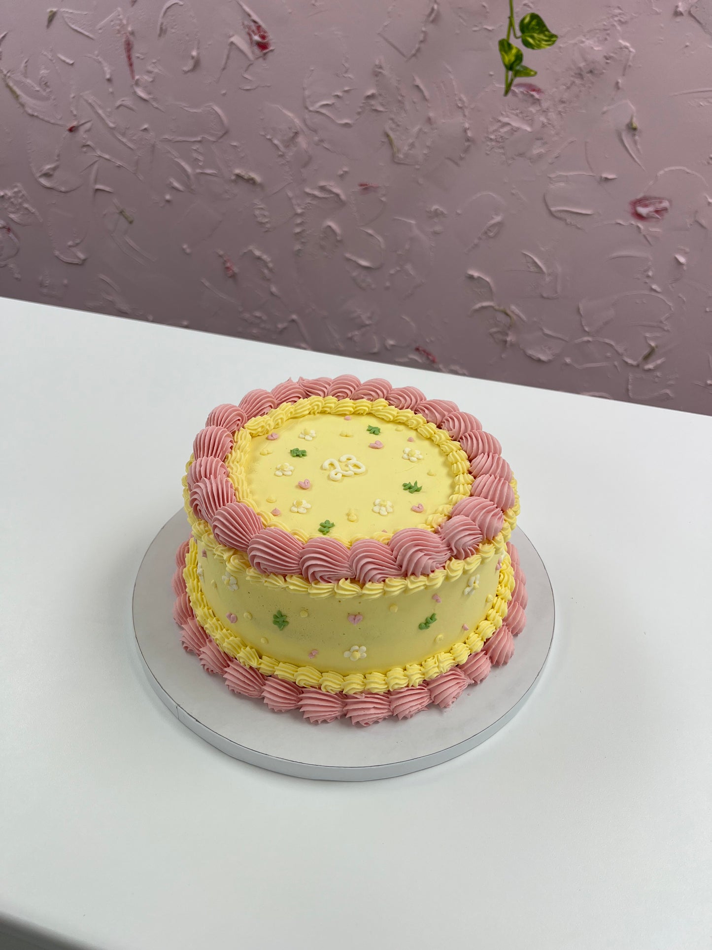 Hand Piped Dainty Floral Cake with frills