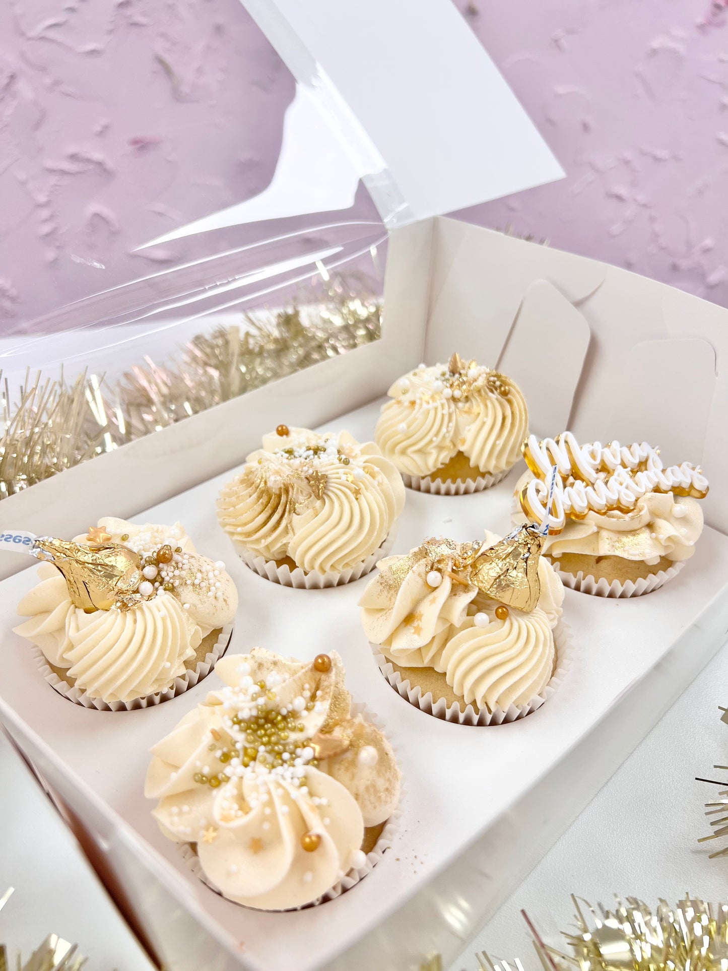 White & Gold Cupcakes