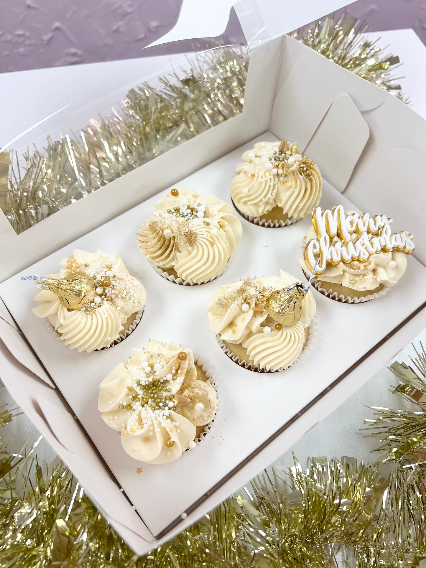 White & Gold Cupcakes