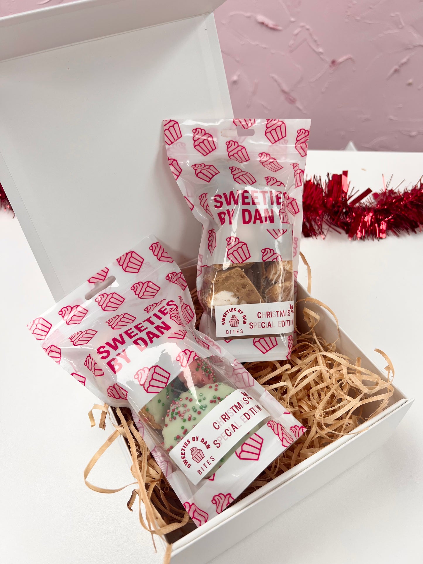 ADD ON: Magnetic Close Gift Box with Straw & Red Ribbon